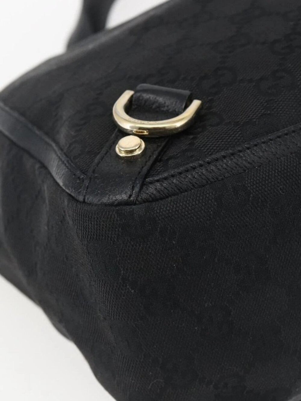 GUCCI GG Canvas Abbey Hand Bag Black Gold 130739 Auth gh1861 - Picture 14 of 16